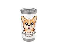 Fácil de distraer por los perros, lindo perro Kawaii Corgi Vaso térmico de acero inoxidable de doble pared