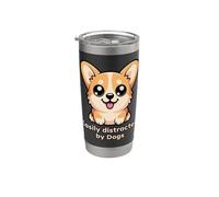 Fácil de distraer por los perros, lindo perro Kawaii Corgi Vaso térmico de acero inoxidable de doble pared