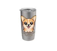 Fácil de distraer por los perros, lindo perro Kawaii Corgi Vaso térmico de acero inoxidable de doble pared
