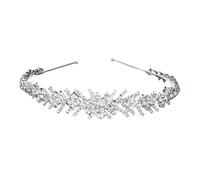 Fácil de llevar diadema de pelo nupcial con brillantes diamantes de imitación decoración de hojas ligero para mujeres retro joyas bailando tocado boda plata