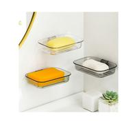 Fácil Instalación Jabonera Soporte para Pared de Cocina Plato Sin Taladro Drenaje Transparente Moderno Baño Champú Barra DuchaContenedor C