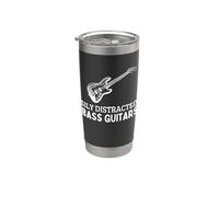 Fácilmente distraído por Bass Guitars Funny Bass Player Vaso térmico de acero inoxidable de doble pared
