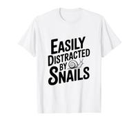 Fácilmente distraído por Caracoles Divertido Amante de los Animales Camiseta gráfica económica, Hombre, Blanco, M