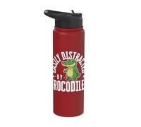 Fácilmente distraído por cocodrilos divertido cocodrilo Stainless Steel Insulated Water Bottle