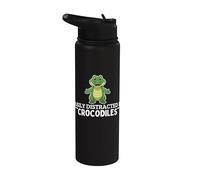Fácilmente distraído por cocodrilos divertido cocodrilo Stainless Steel Insulated Water Bottle