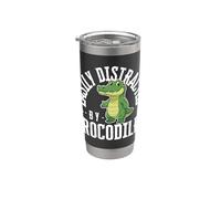 Fácilmente distraído por cocodrilos divertido cocodrilo Vaso térmico de acero inoxidable de doble pared