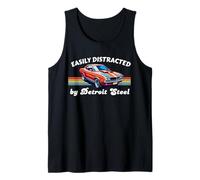 Fácilmente distraído por Detroit Steel, American Muscle Car Love Camiseta sin Mangas
