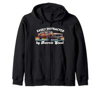 Fácilmente distraído por Detroit Steel, American Muscle Car Love Sudadera con Capucha