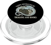 Fácilmente distraído por Dragones y Libros Lector de Libros de fantasía PopSockets PopGrip para MagSafe