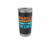 Fácilmente distraído por el vino divertido amante de beber vino Vaso térmico de acero inoxidable de doble pared