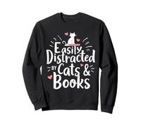 Fácilmente distraído por Gatos y Libros, Divertido y Lindo Libro Sudadera