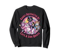 Fácilmente distraído por Gatos y misiones secundarias Kawaii Cats Girls Sudadera