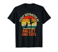 Fácilmente distraído por los Gatos de Ballet Retro Bailarina Amante de los Gatos Camiseta