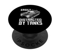 Fácilmente distraído por los Tanques, el Tanque de Batalla M1 Abrams Divertido PopSockets PopGrip Adhesivo