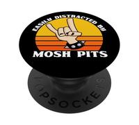 Fácilmente distraído por Mosh Pits - Amantes de la música Rock Metal PopSockets PopGrip Adhesivo