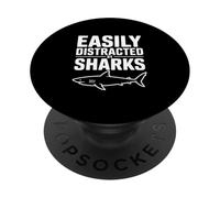 Fácilmente distraído por Tiburones Divertido Amante del océano PopSockets PopGrip Adhesivo