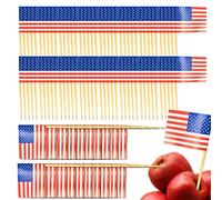 Facitarios De Marcas De Dientes | Pequeña Bandera De Toothpick De Topper Con Cupcakes | Pequeñas Banderas Americanas En La Varilla, Banderas Alemanas, 100 Piezas De Brochetas De Cócteles De Madera