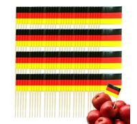 Facitarios De Marcas De Dientes | Pequeña Bandera De Toothpick De Topper Con Cupcakes | Pequeñas Banderas Americanas En La Varilla, Banderas Alemanas, 100 Piezas De Brochetas De Cócteles De Madera