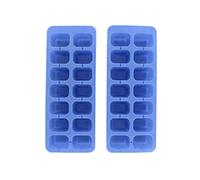 Fackelmann 04212 - Bandeja para cubitos de hielo, juego de 2 bandejas de cubitos de hielo, 14 cubitos de hielo, plástico, azul, 23,6 x 9,2 cm