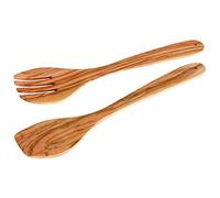 Fackelmann 30855 Juego de Cubiertos de Ensalada 30cm 2 Piezas de Madera de Olivo, marrón
