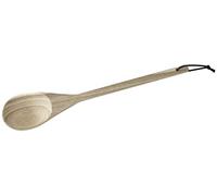 Fackelmann 30892 Cuchara de cocina de 33 cm, cuchara de madera de acacia de alta calidad, colgable en cinta de piel sintética, cuchara de ensalada robusta en moderno diseño natural (color: marrón), cantidad: 1 pieza