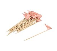 Fackelmann 31016 - Pinzas de madera con bandera, para cóctel, aperitivo, rosa, papel, madera de haya FSC, 12 x 4 cm