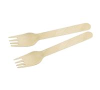 Fackelmann 31026 - Tenedores desechables de madera FSC, tenedores de uso único, biodegradables, madera certificada FSC, 16 x 2,5 cm