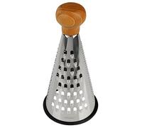 Fackelmann 31036 Rallador de acero inoxidable, rallador de queso, rallador de verduras, mango de madera certificado FSC, acero inoxidable, 24x12cm