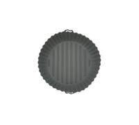 Fackelmann 42693 - Cesta redonda de silicona, molde para freidora de aire caliente, molde para freidora sin aceite, silicona, gris, 22,5 x 6,3 cm