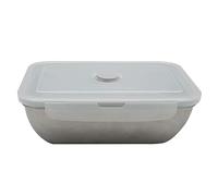 Fackelmann 684085 - Caja de conservación de alimentos hermética de acero inoxidable, 1000 ml, Lunchbox con válvula de vapor y tapa de plástico, plástico, acero inoxidable, 20 x 14 cm