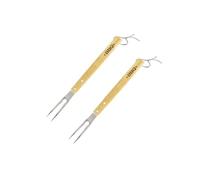 Fackelmann 9310750 - Tenedor para barbacoa, tenedor gigante, madera, acero inoxidable, marrón, 42 cm