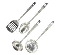 Fackelmann 9908950 - Juego de 4 utensilios de cocina (acero inoxidable, cucharón de cocina, cuchara para servir, skimmer, espátula de cocina, acero inoxidable, 32,1 x 7,9 x 3 cm)