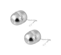 Fackelmann 9909050 - Juego de 2 bolas de té ovaladas, infusor de té ovalado, infusor de té de hierbas, acero inoxidable, plateado, 4,5 x 5 cm