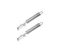 Fackelmann 9909750 - Pelador para verduras, pelador de patatas, pelador, acero inoxidable, plata, 19 x 3,5 cm
