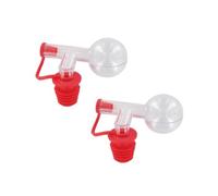 Fackelmann 9910750 - Juego de 2 medidores de Alcohol, Bola para dosificación de Alcohol, Boquilla dosificadora para Botella, tapón dosificador de 2,5 cl, tapón vertedor, plástico, Rojo, 9 x 7 cm