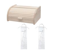 Fackelmann 9926750 - Juego de utensilios para pan (3 unidades, 40 x 28 cm), diseño de pan, con pan y 2 bolsas de almacenamiento para pan, bolsa de algodón para baguette, algodón, blanco, madera de