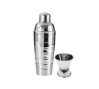 Fackelmann 99368850 Duo Cócteles con coctelera de cócteles 750 ml y dosificador de alcohol para cócteles de 4 octelera barman, medidor de cóctel, mixología, acero inoxidable, plateado, 26 x 8,5 x