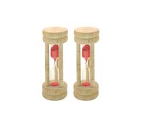 Fackelmann 9940350 - Juego de 2 Relojes de Arena de Madera, Reloj de Arena, 3 Minutos, Madera, Arena, Vidrio, Rojo, 10 x 3,5 cm
