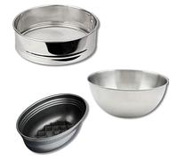 Fackelmann 9983050 - Juego de 3 Utensilios Especiales para Pan, tamiz de gallina, tamiz de harina, Molde para Pan, Hornear Pan, Hecho en casa, Acero, Acero Inoxidable, Negro, Acero Inoxidable, Gris
