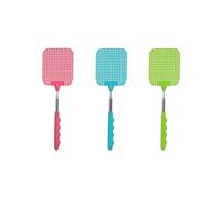 Fackelmann 9984950 - Juego de 3 matamoscas con Mango telescópico, Mata Mosca, plástico, Rosa, Azul, Verde, 26,5 x 1,5 x 8,3 cm