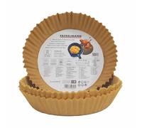 FACKELMANN Bandeja de Papel Redonda para Airfryer - 50 Unidades, Desechable y Respetuosa con el Medio Ambiente