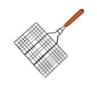 Fackelmann BBQ Parrilla para Carne con Revestimiento Antiadherente, Acero Inoxidable, Mango Ergonómico PP y TPR Antideslizante, 1 ud