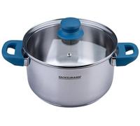 FACKELMANN Cacerola Essential Ø 20 cm de acero inoxidable, mango ergonómico suave al tacto, diseño moderno, apta para todo tipo de fuegos, color azul