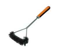 Fackelmann Cepillo de Barbacoa Mango Largo Limpieza Parrillas, Cabezal Acero Inoxidable, Mango Ergonómico PP y TPR Antideslizante, Seguro Contra Calor, 1 ud