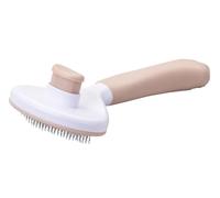 Fackelmann Cepillo para gatos con cerdas de acero inoxidable y botón trasero para extraer el pelo, ideal para quitar el pelo y la capa interior, mango ergonómico de elastómero termoplástico
