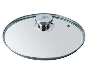 Fackelmann Chefkoch - Tapa de cristal para sartén (diámetro 24 cm, pomo de acero inoxidable, apto para lavavajillas, ideal para sartenes, 60 x 248 x 330 mm, resistente y elegante), color plateado
