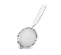 Fackelmann Colador de cocina compacto, Tamizador de Acero Inoxidable con Borde Redondo y Mango en plástico ABS blanco, 7 cm de diámetro y 18 cm de largo, 1 ud.