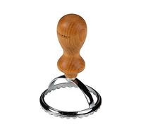 Fackelmann Cortador de raviolis - Moldeador de raviolis de acero inoxidable con aleación de zinc - Para pasta casera - Mango ergonómico de madera de haya con aspecto italiano