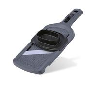 Fackelmann Cortador de verduras de acero inoxidable con cortador de 4 niveles, control deslizante ergonómico y soporte para restos, para un corte preciso, fabricado en Alemania