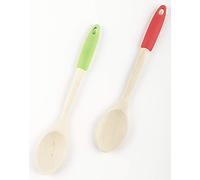 Fackelmann Cuchara Servir 32Cm. Madera de abedul, elastómero, colores aleatorios: natural y verde-natu 1 ud.